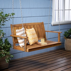 Outdoor Aacia Wood Porch Swing - NH658903 stair tread rug, stair mat