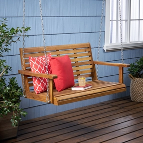 Outdoor Aacia Wood Porch Swing - NH838903 stair tread rug, stair mat