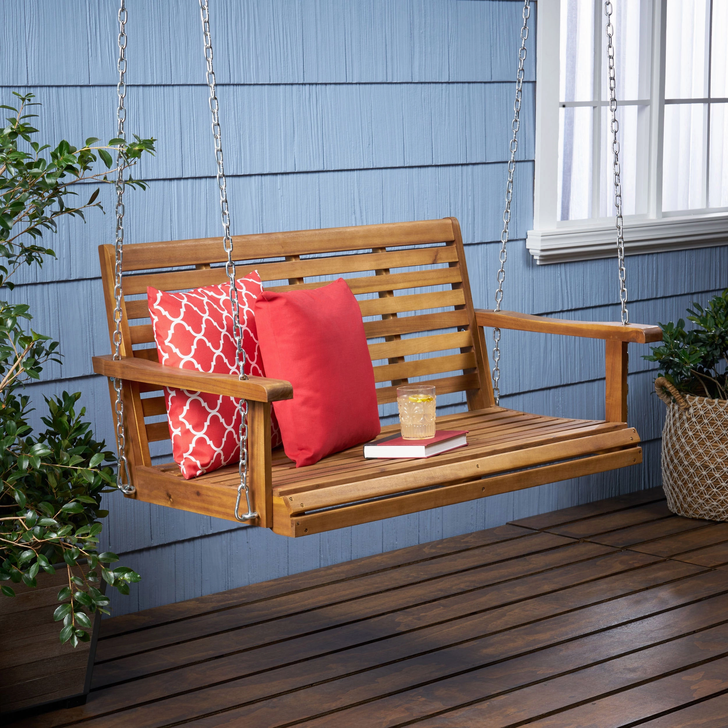 Outdoor Aacia Wood Porch Swing - NH838903 stair tread rug, stair mat