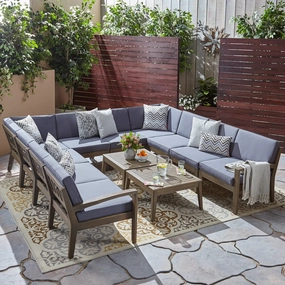 Outdoor Acacia Wood 10 Seater Sectional Sofa Set with Two Coffee Tables - NH265603 serving bowl, serving dish