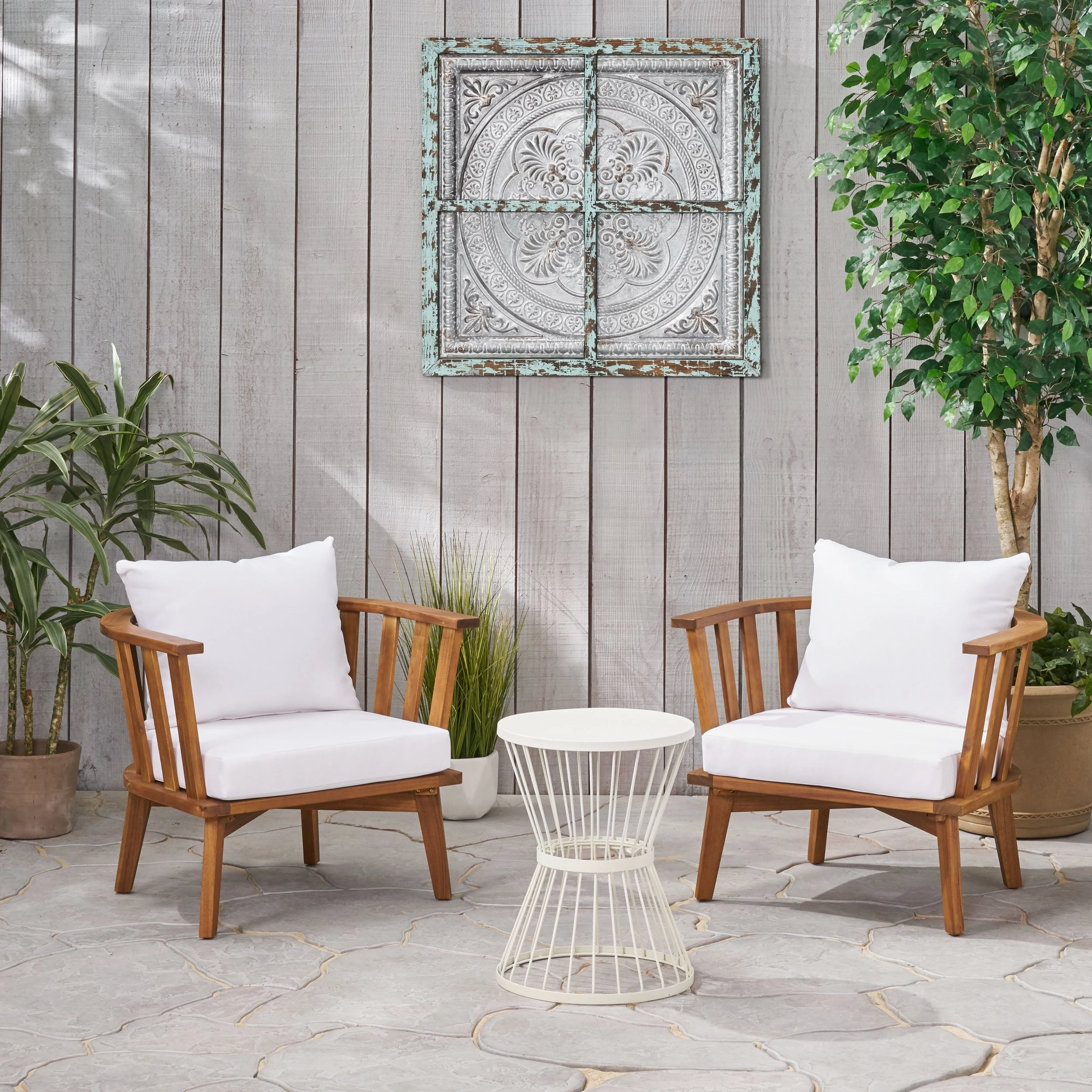 Outdoor Acacia Wood 2 Seater Club Chairs and Side Table Set - NH926903 clothes rack, garment rack