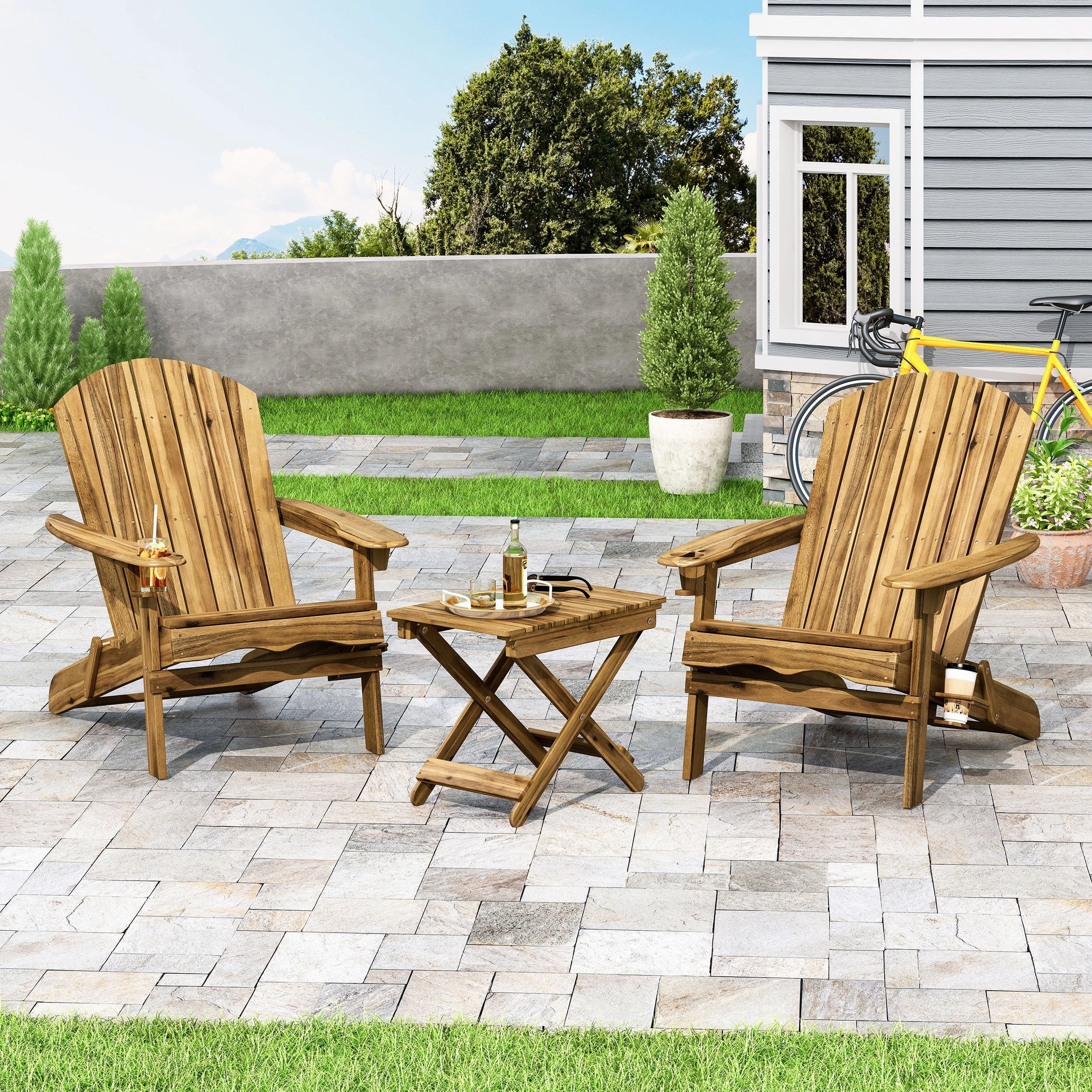 Outdoor Acacia Wood 2 Seater Folding Chat Set - NH358213 clothes rack, garment rack