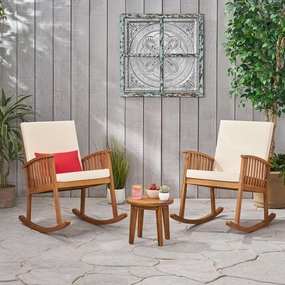 Outdoor Acacia Wood 2 Seater Rocking Chairs and Side Table Set - NH296903 clothes rack, garment rack