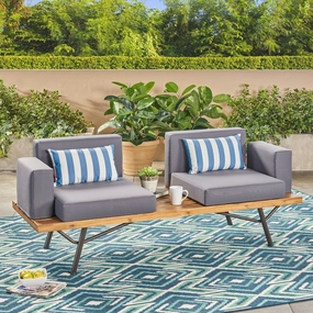 Outdoor Acacia Wood 2 Seater Sofa, Teak - NH670503 stair tread rug, stair mat