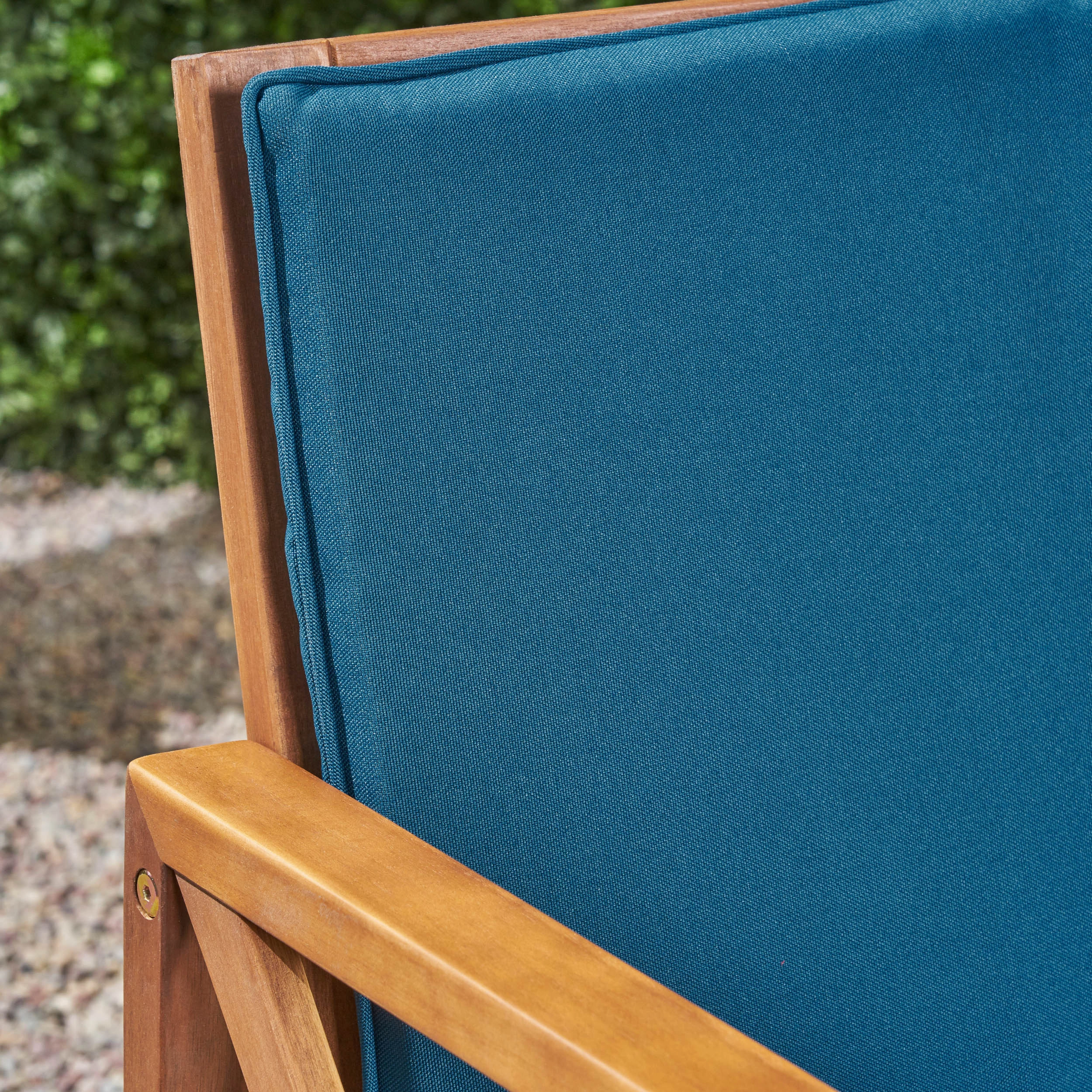 Outdoor Acacia Wood 4 Piece Chat Set with Cushions - NH707703