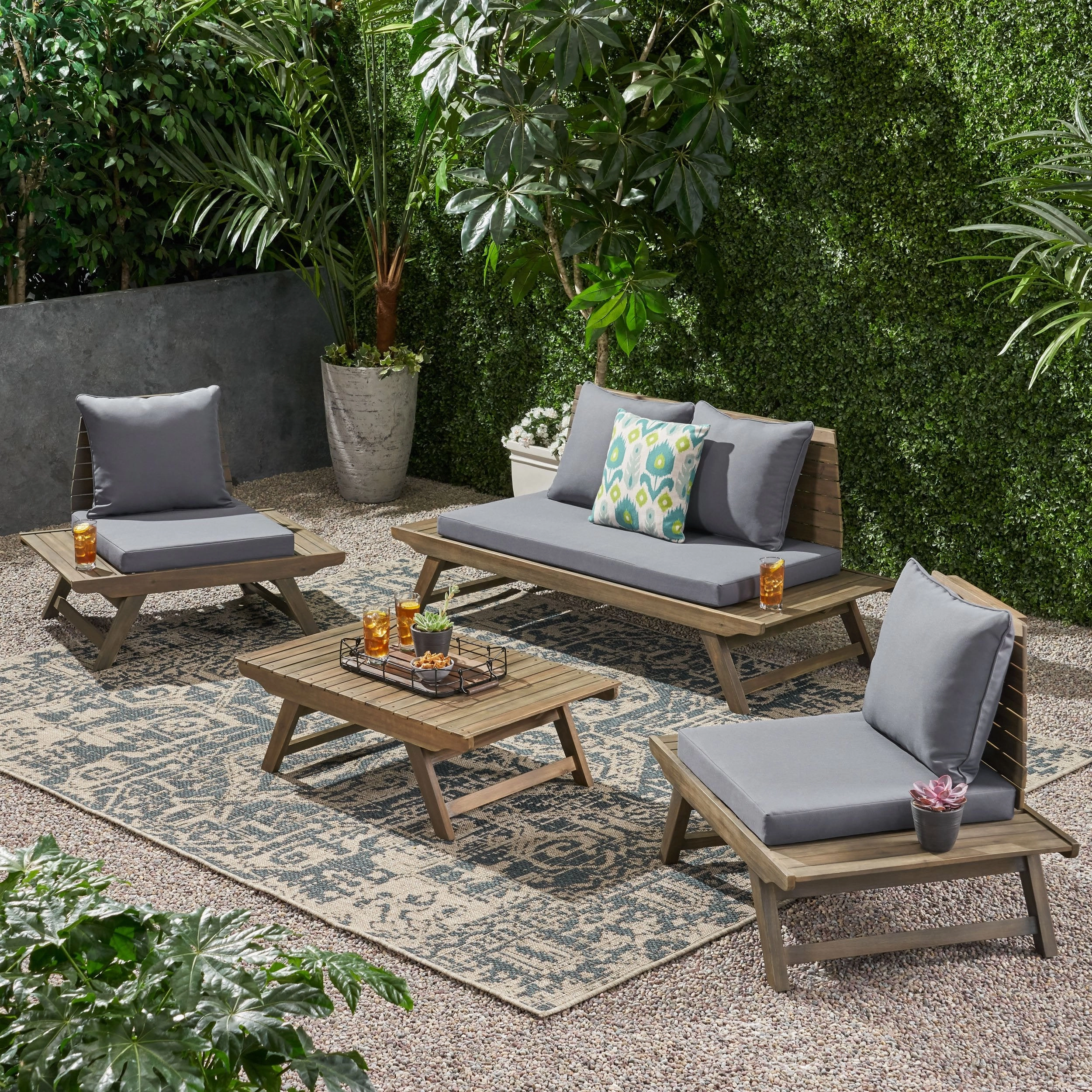 Outdoor Acacia Wood 4 Seater Chat Set - NH166903 cushion cover, soft furnishing