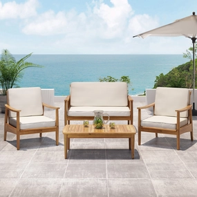 Outdoor Acacia Wood 4 Seater Chat Set with Coffee Table - NH546213 clothes rack, garment rack