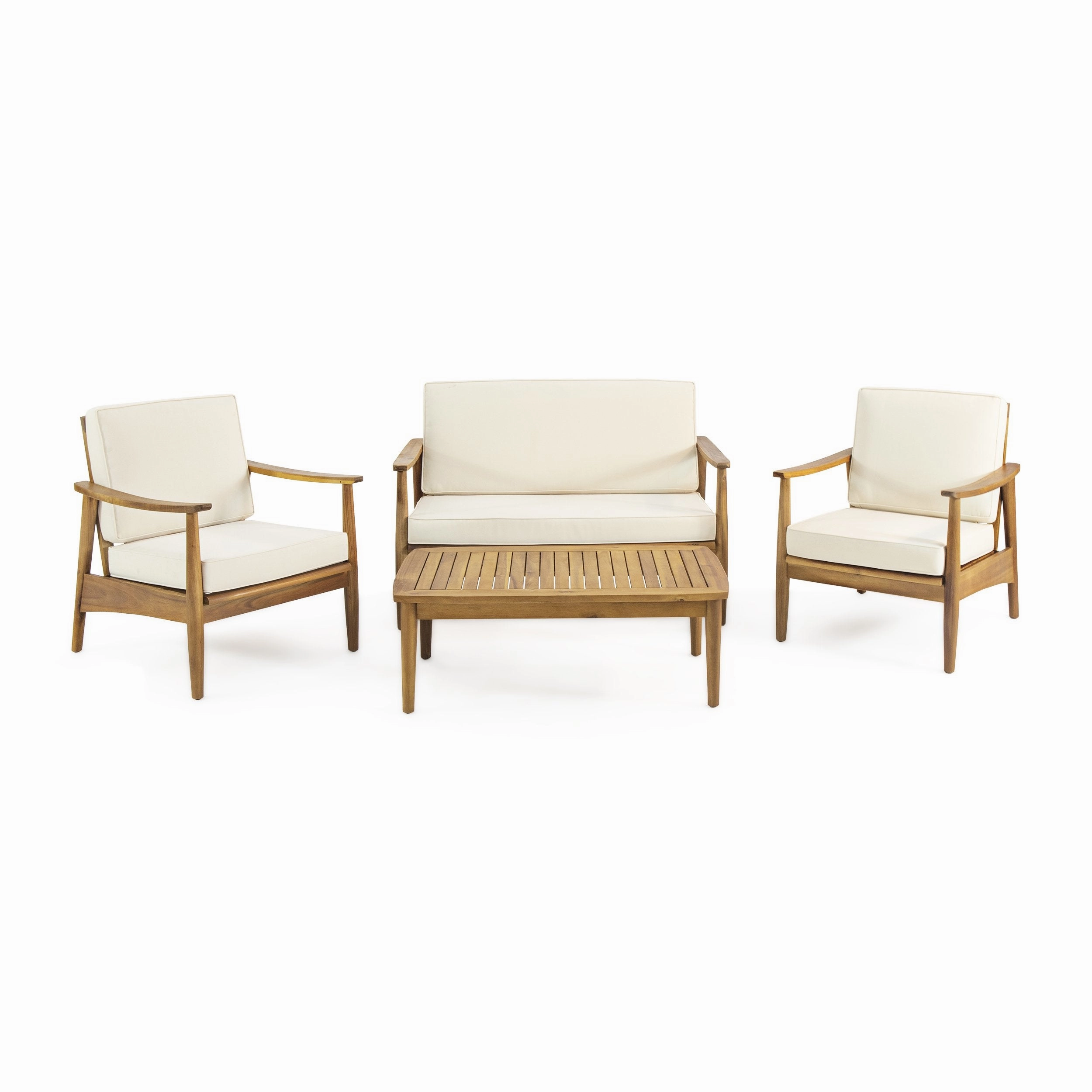 Outdoor Acacia Wood 4 Seater Chat Set with Coffee Table - NH546213