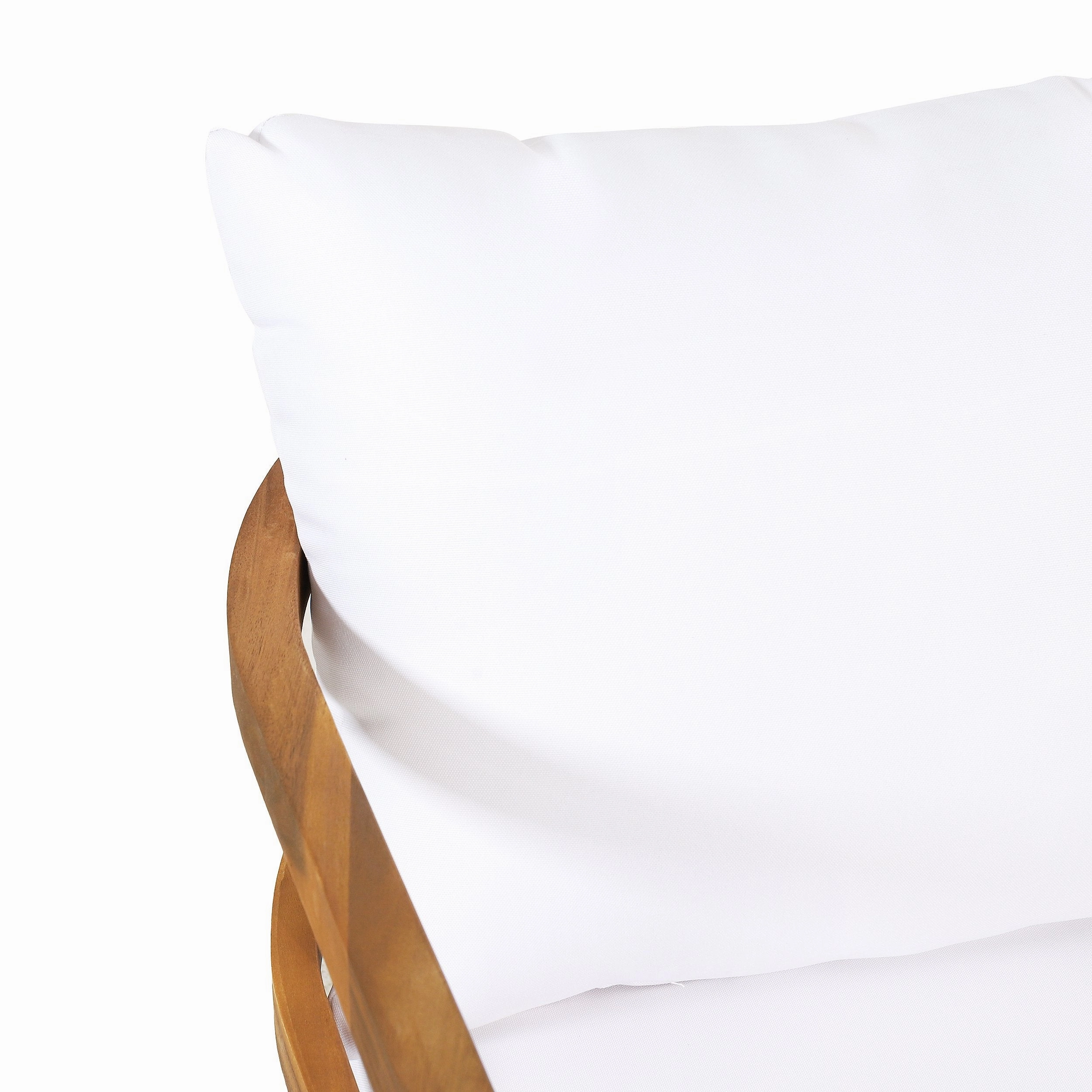 Outdoor Acacia Wood 4-Seater Chat Set with Cushion, Teak and White - NH056513