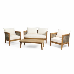 Outdoor Acacia Wood 4 Seater Chat Set with Cushions - NH279313 clothes rack, garment rack