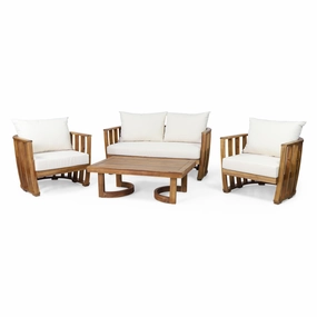 Outdoor Acacia Wood 4 Seater Chat Set with Cushions - NH479313 clothes rack, garment rack