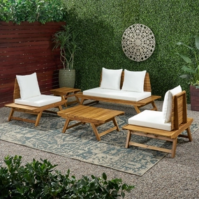 Outdoor Acacia Wood 4 Seater Chat Set with Side Table and Coffee Table - NH666903 cushion cover, soft furnishing