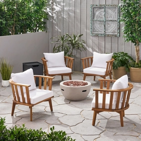 Outdoor Acacia Wood 4 Seater Club Chairs and Fire Pit Set - NH126903 clothes rack, garment rack