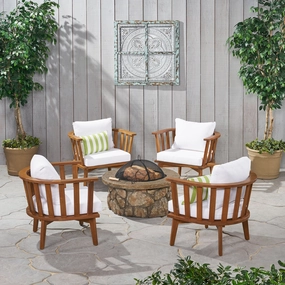 Outdoor Acacia Wood 4 Seater Club Chairs and Fire Pit Set - NH916903 clothes rack, garment rack