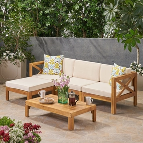 Outdoor Acacia Wood 5 Piece Sofa Set - NH062803 serving bowl, serving dish