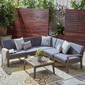 Outdoor Acacia Wood 5 Seater Sectional Sofa Set with Coffee Table - NH245603 serving bowl, serving dish