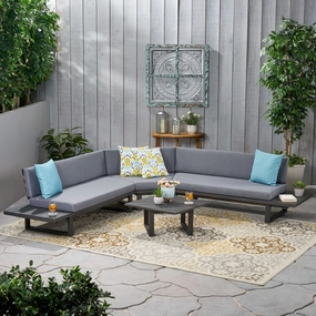 Outdoor Acacia Wood 5 Seater Sectional Sofa Set with Water-Resistant Cushions - NH661113 serving bowl, serving dish