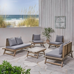Outdoor Acacia Wood 6 Seater Chat Set - NH266903 cushion cover, soft furnishing