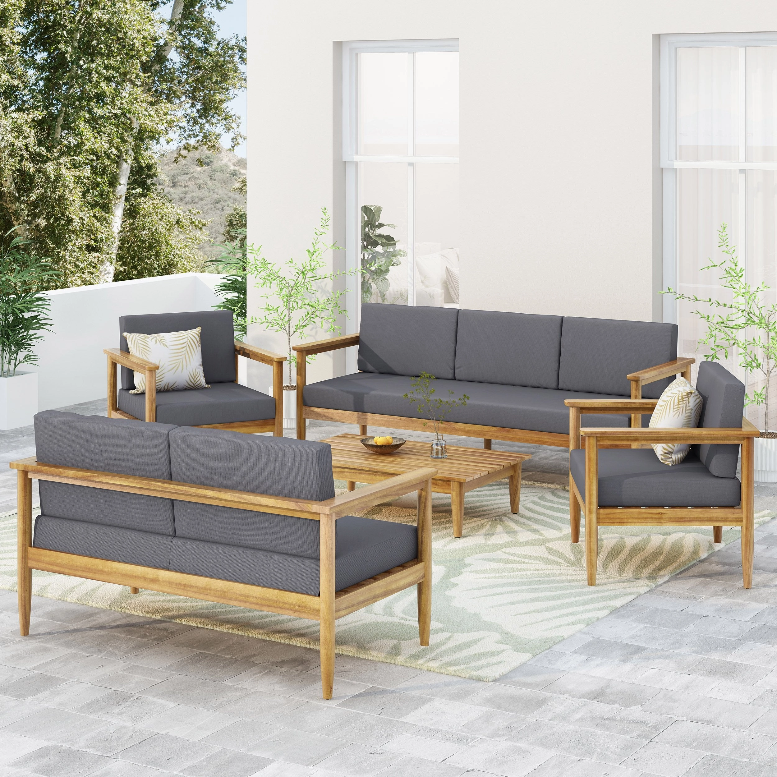 Outdoor Acacia Wood 7 Seater Chat Set - NH226313