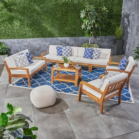 Outdoor Acacia Wood 8 Seater Sectional Chat Set with Coffee Table - NH155603 serving bowl, serving dish