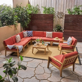 Outdoor Acacia Wood 9 Seater Sectional Sofa and Club Chair Set with Coffee Table - NH755603 serving bowl, serving dish
