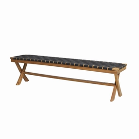 Outdoor Acacia Wood Bench with Rope Seating - NH404313 stair tread rug, stair mat