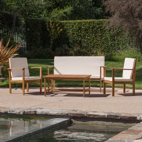Outdoor Acacia Wood Chat Set w/ Water Resistant Cushions - NH031692 cushion cover, soft furnishing