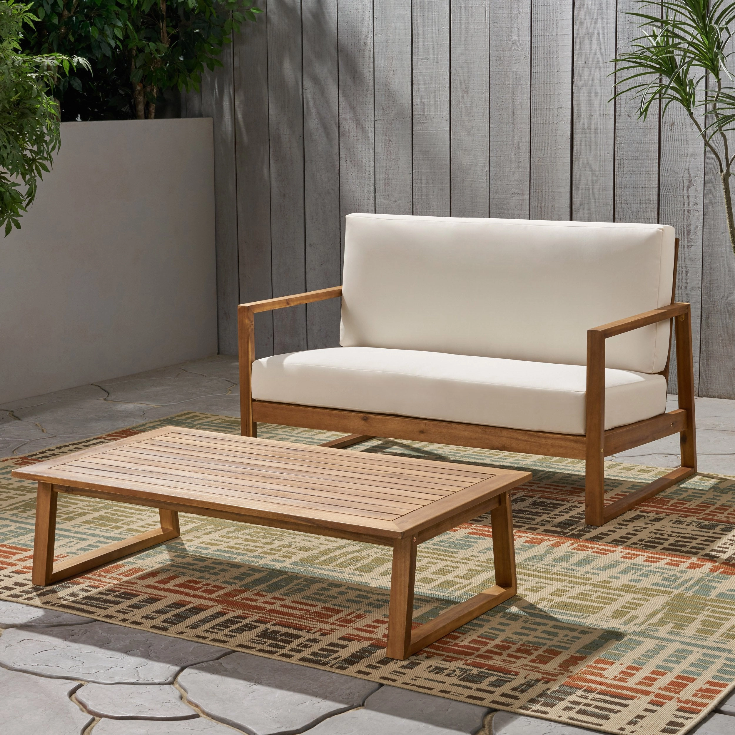 Outdoor Acacia Wood Chat Set with Coffee Table - NH073013 clothes rack, garment rack