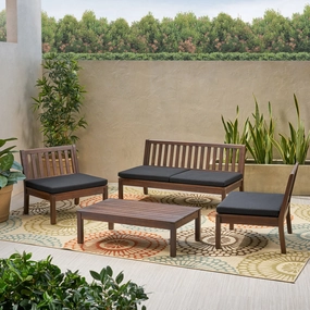 Outdoor Acacia Wood Chat Set with Coffee Table - NH409013 cushion cover, soft furnishing