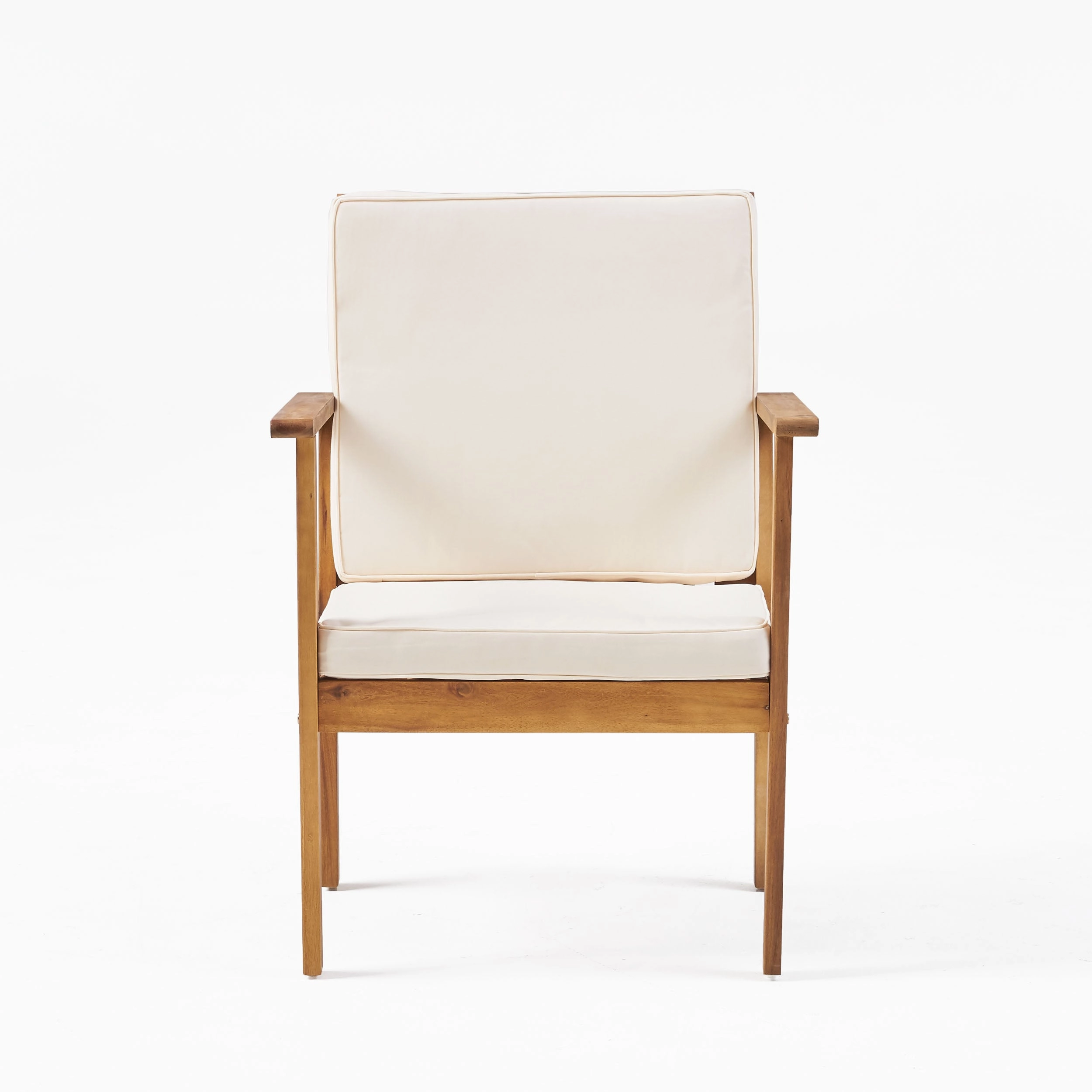 Outdoor Acacia Wood Club Chair and Coffee Table Set with Cushions