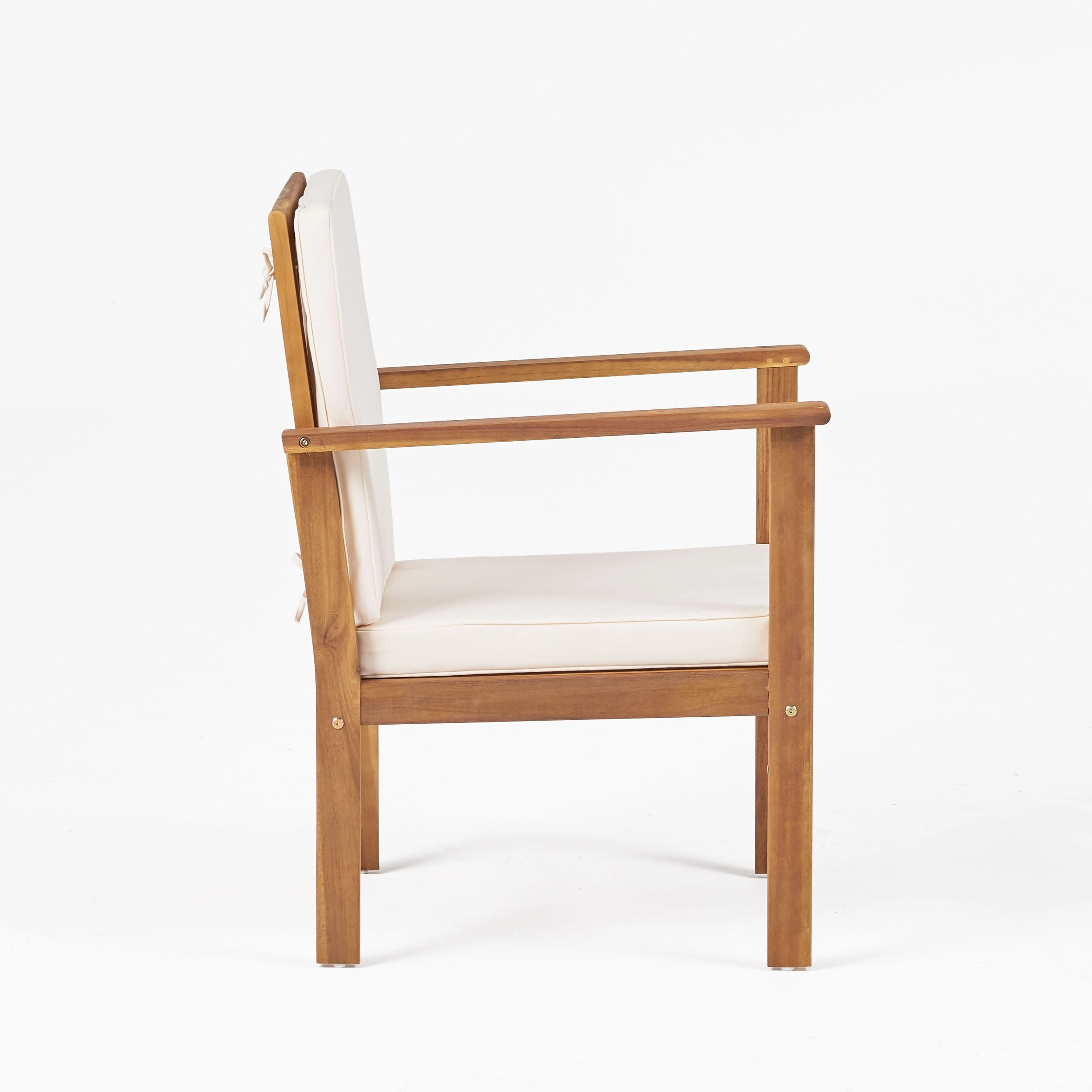 Outdoor Acacia Wood Club Chair and Coffee Table Set with Cushions