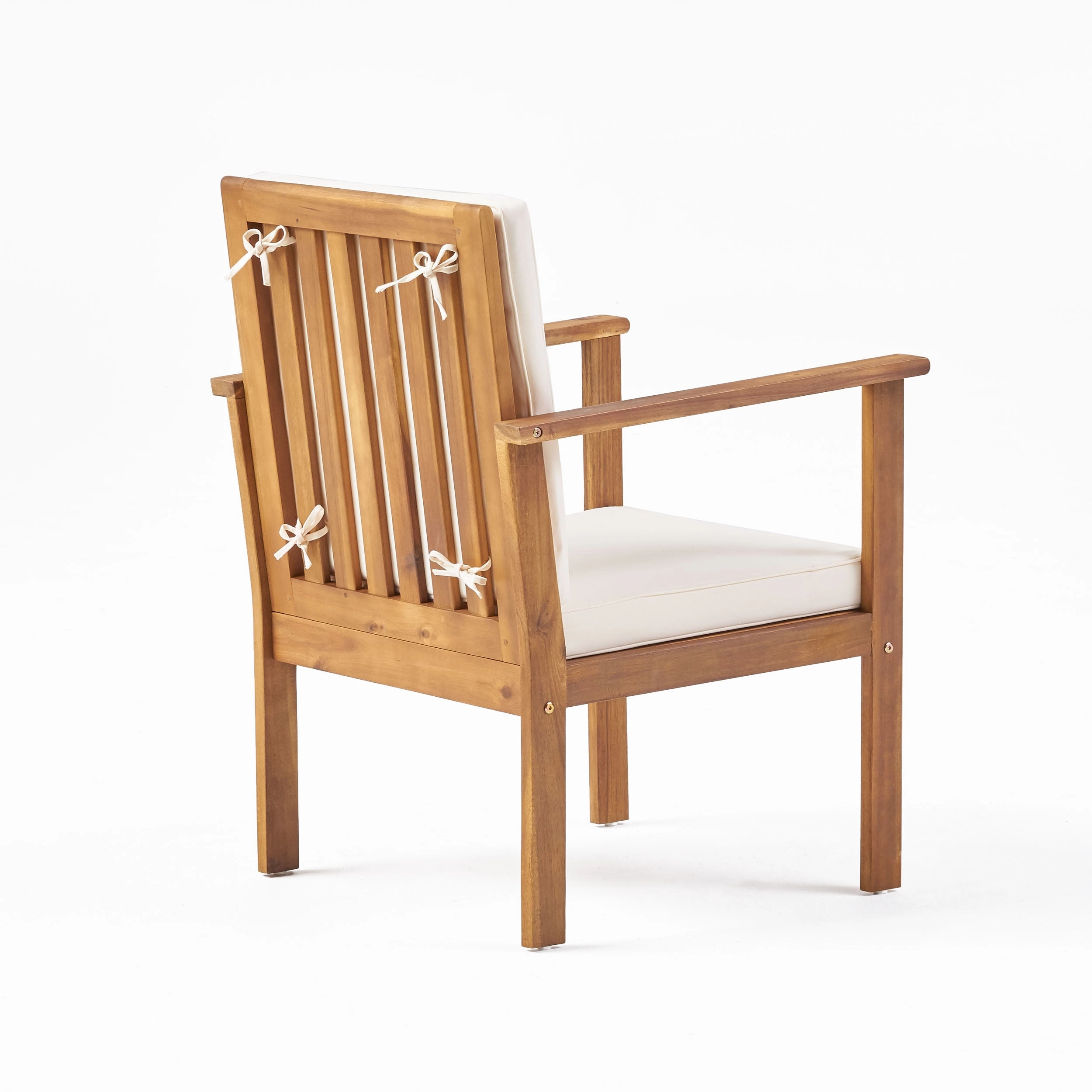 Outdoor Acacia Wood Club Chair and Coffee Table Set with Cushions
