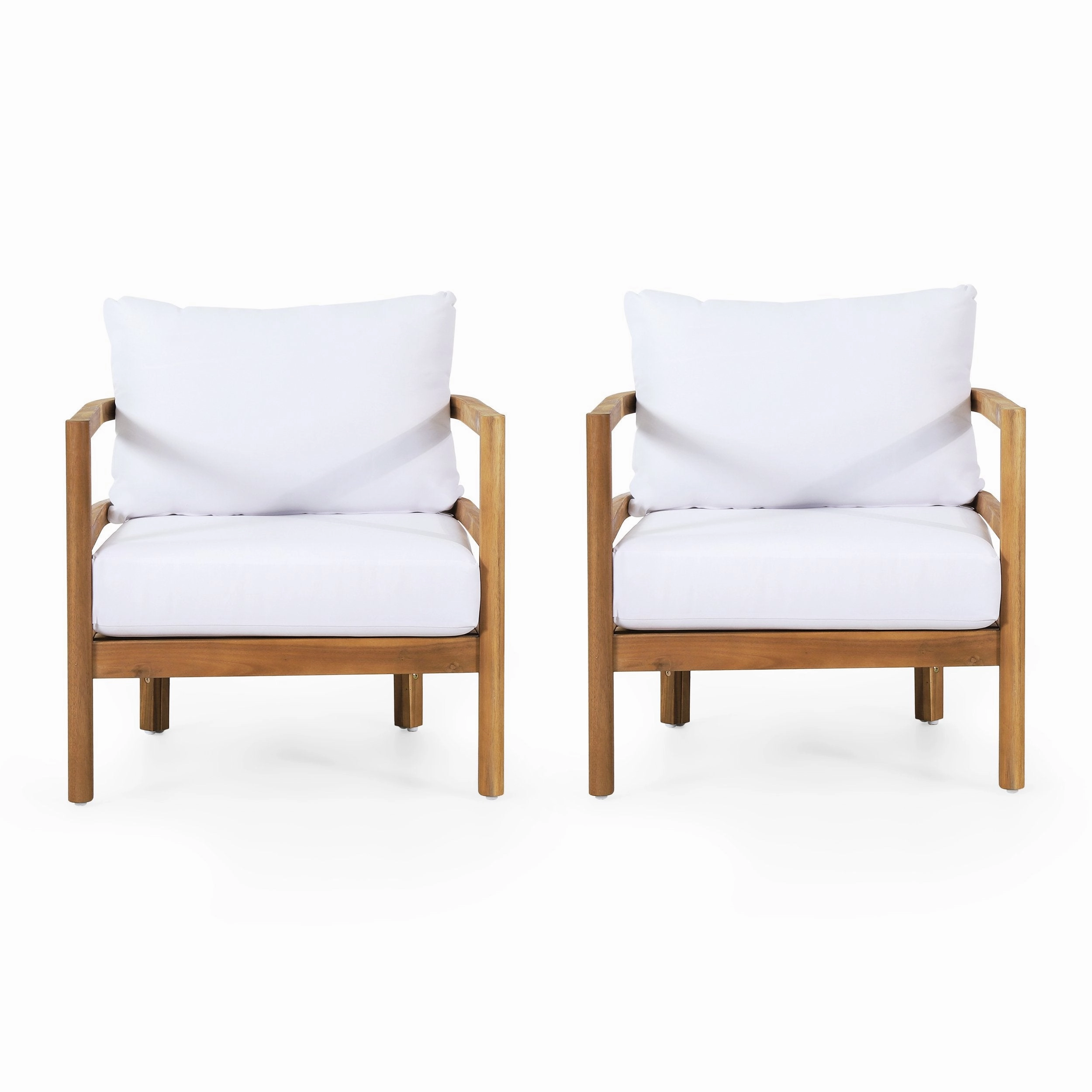 Outdoor Acacia Wood Club Chair with Cushion, Set of 2, Teak and White - NH316513 chandelier, pendant light