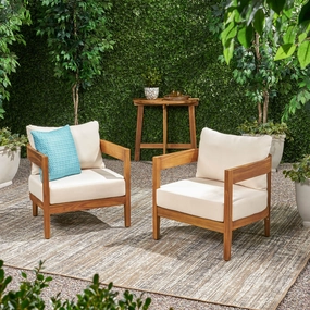 Outdoor Acacia Wood Club Chair with Cushions - NH593213 chandelier, pendant light