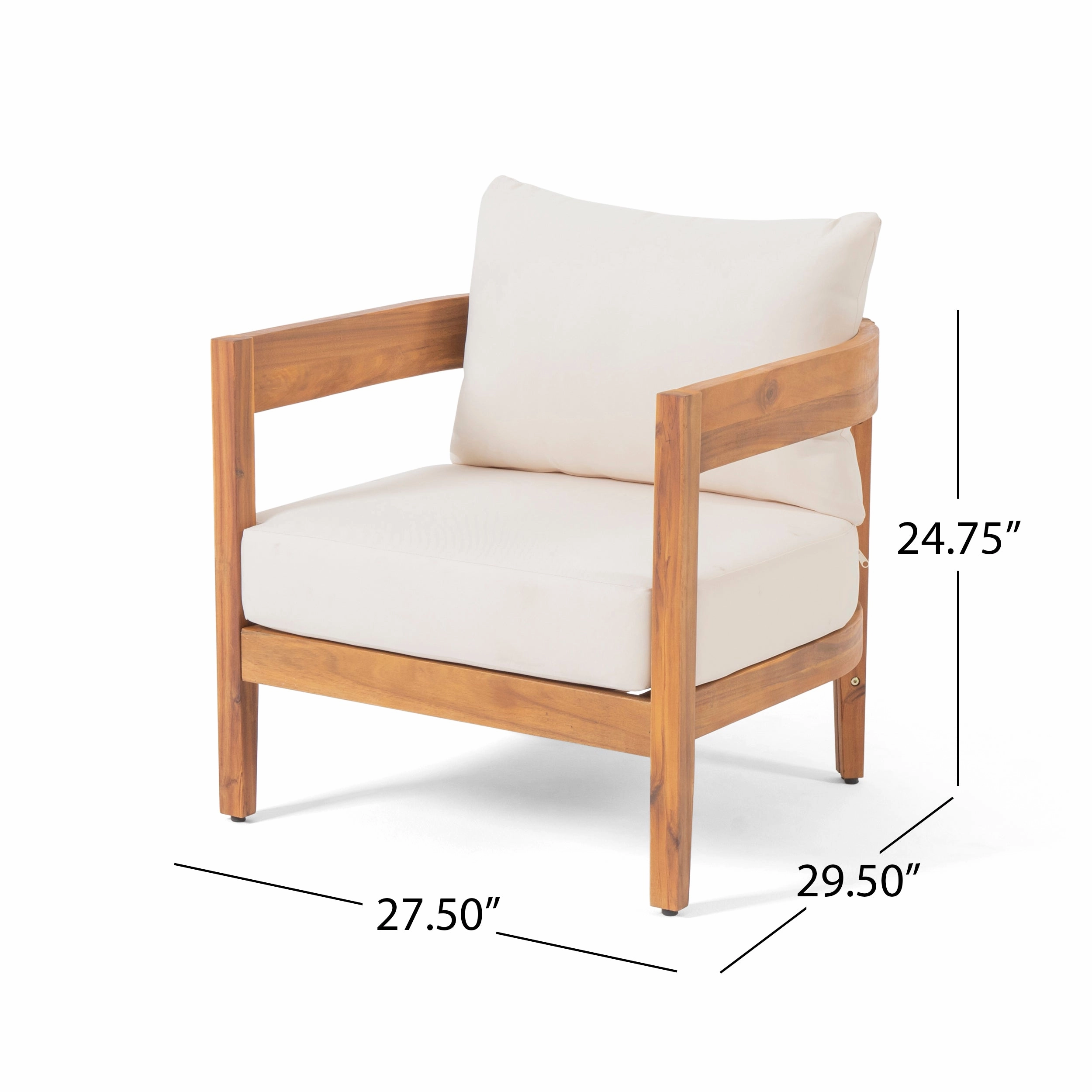 Outdoor Acacia Wood Club Chair with Cushions - NH593213