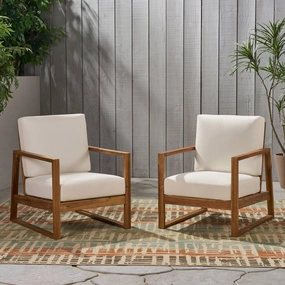 Outdoor Acacia Wood Club Chair with Cushions (Set of 2) - NH663013 chandelier, pendant light
