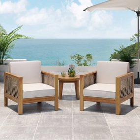 Outdoor Acacia Wood Club Chair with Wicker Accents (Set of 2) - NH659213 chandelier, pendant light