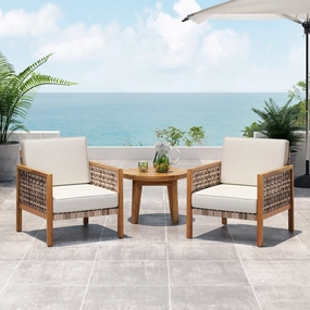 Outdoor Acacia Wood Club Chair with Wicker Accents (Set of 2) - NH879213 chandelier, pendant light