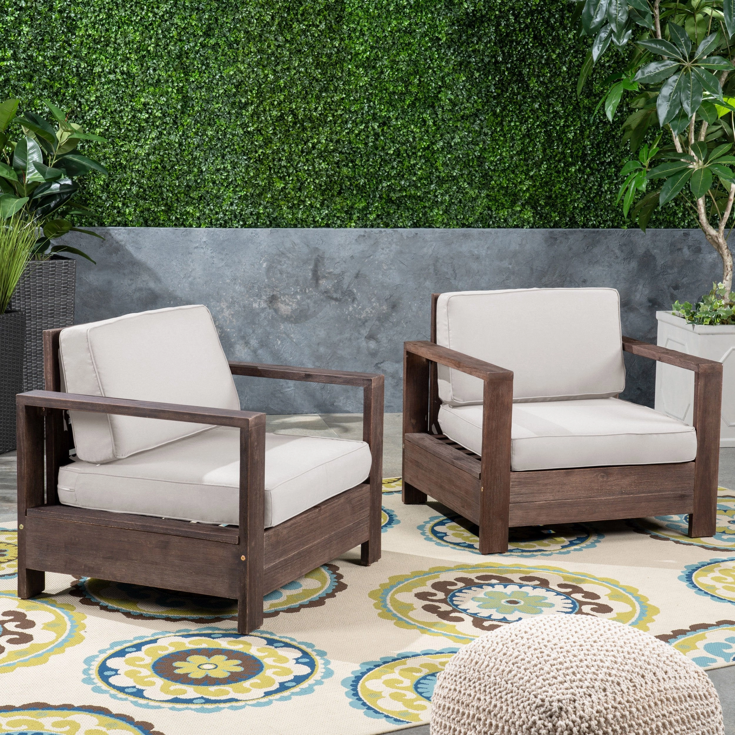 Outdoor Acacia Wood Club Chairs (Set of 2) - NH353603