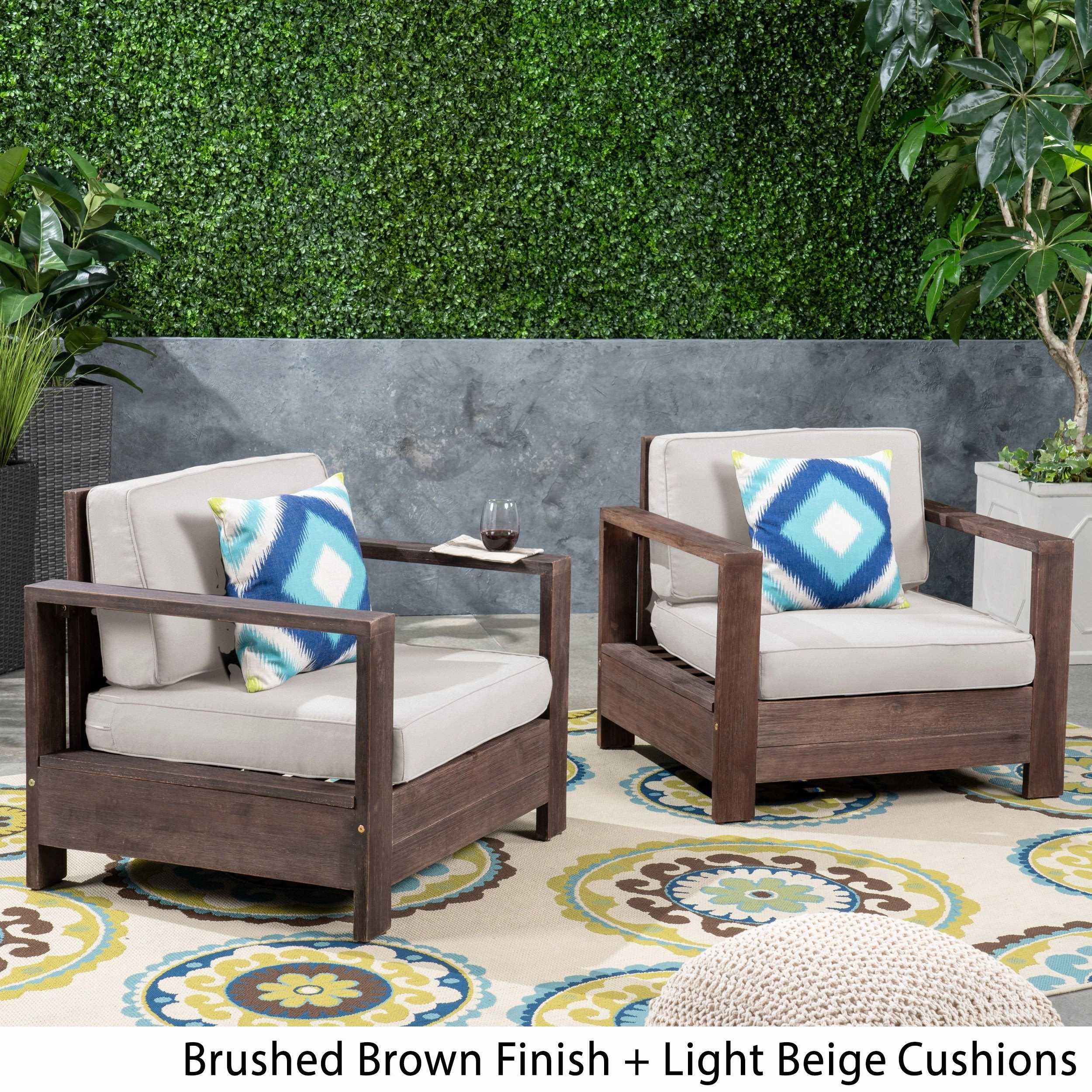 Outdoor Acacia Wood Club Chairs (Set of 2) - NH353603
