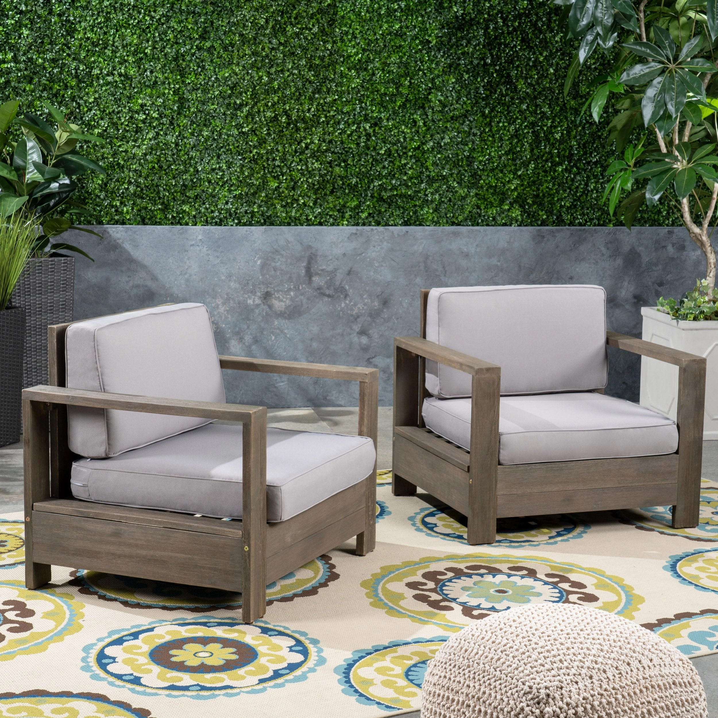 Outdoor Acacia Wood Club Chairs (Set of 2) - NH353603