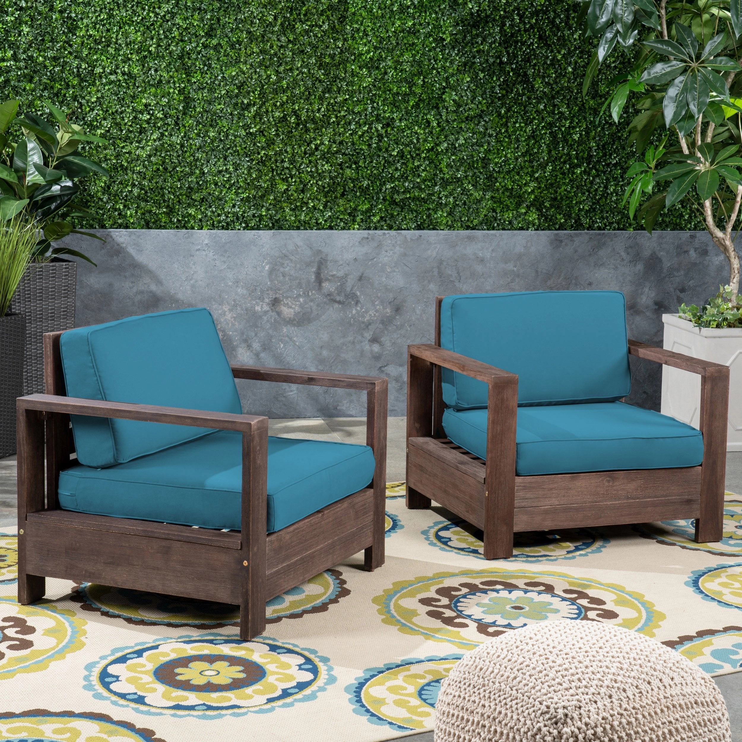 Outdoor Acacia Wood Club Chairs (Set of 2) - NH353603