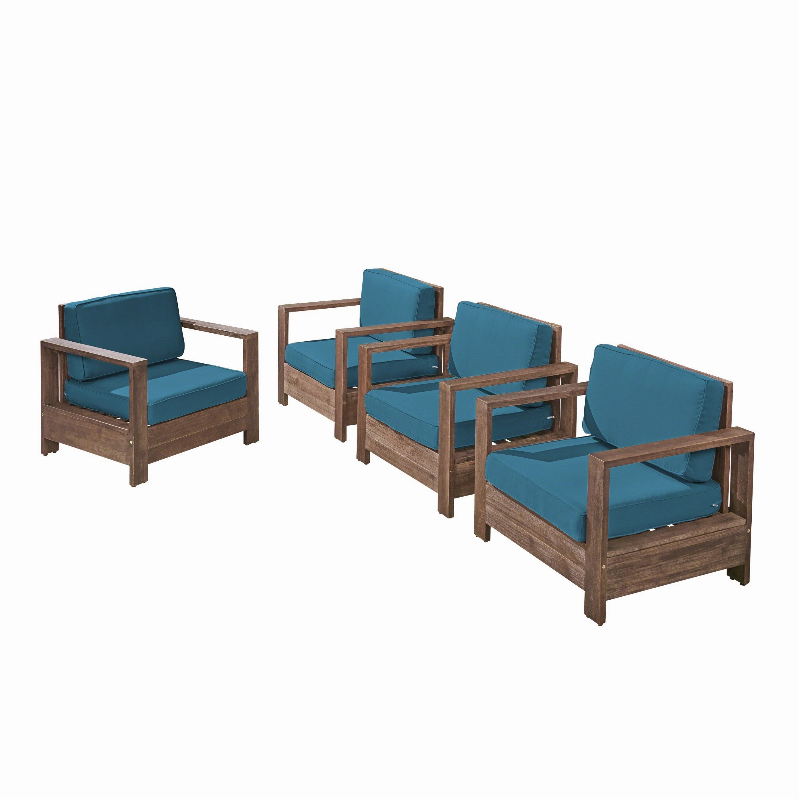 Outdoor Acacia Wood Club Chairs (Set of 4) - NH263603