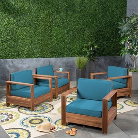 Outdoor Acacia Wood Club Chairs (Set of 4) - NH263603 chandelier, pendant light