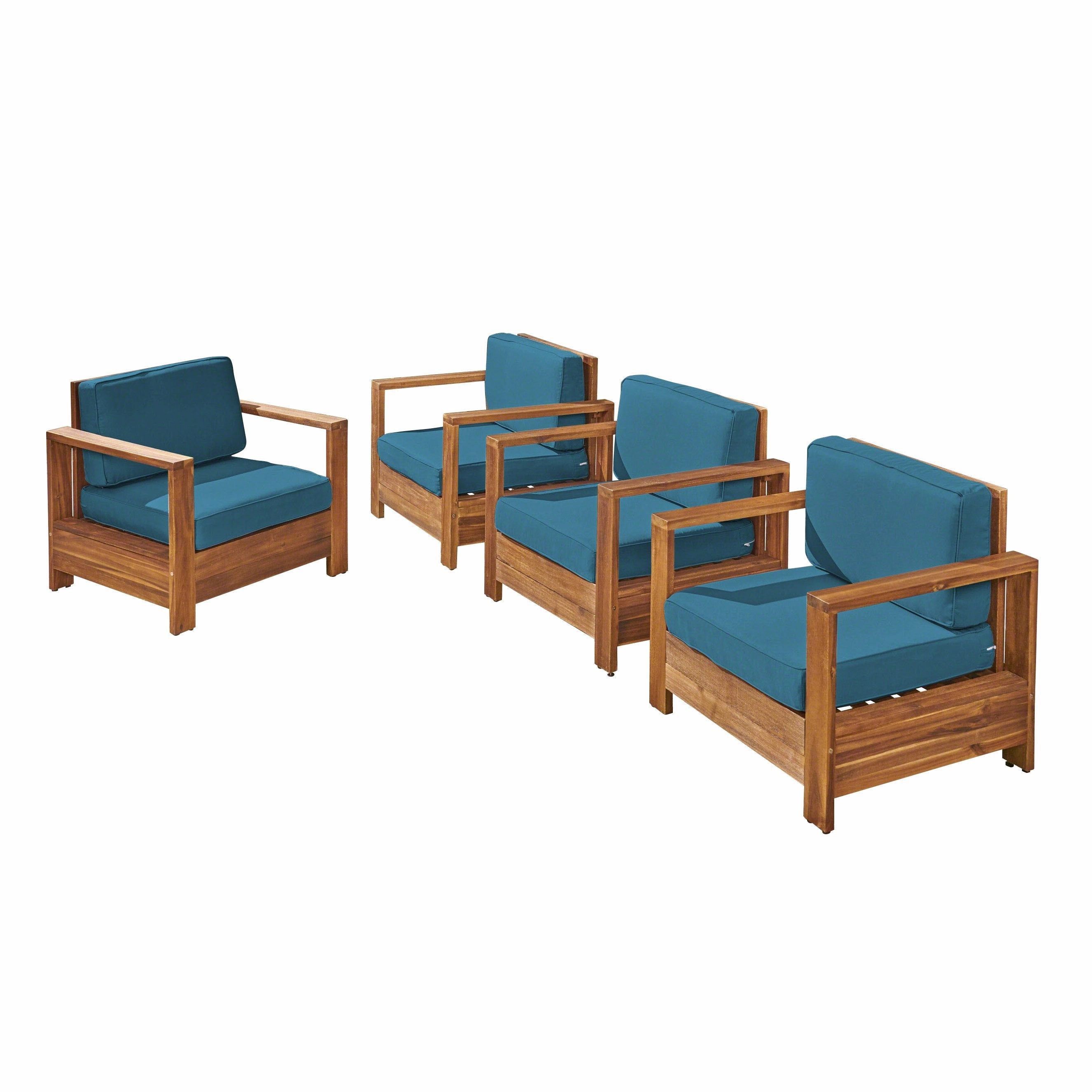 Outdoor Acacia Wood Club Chairs (Set of 4) - NH263603