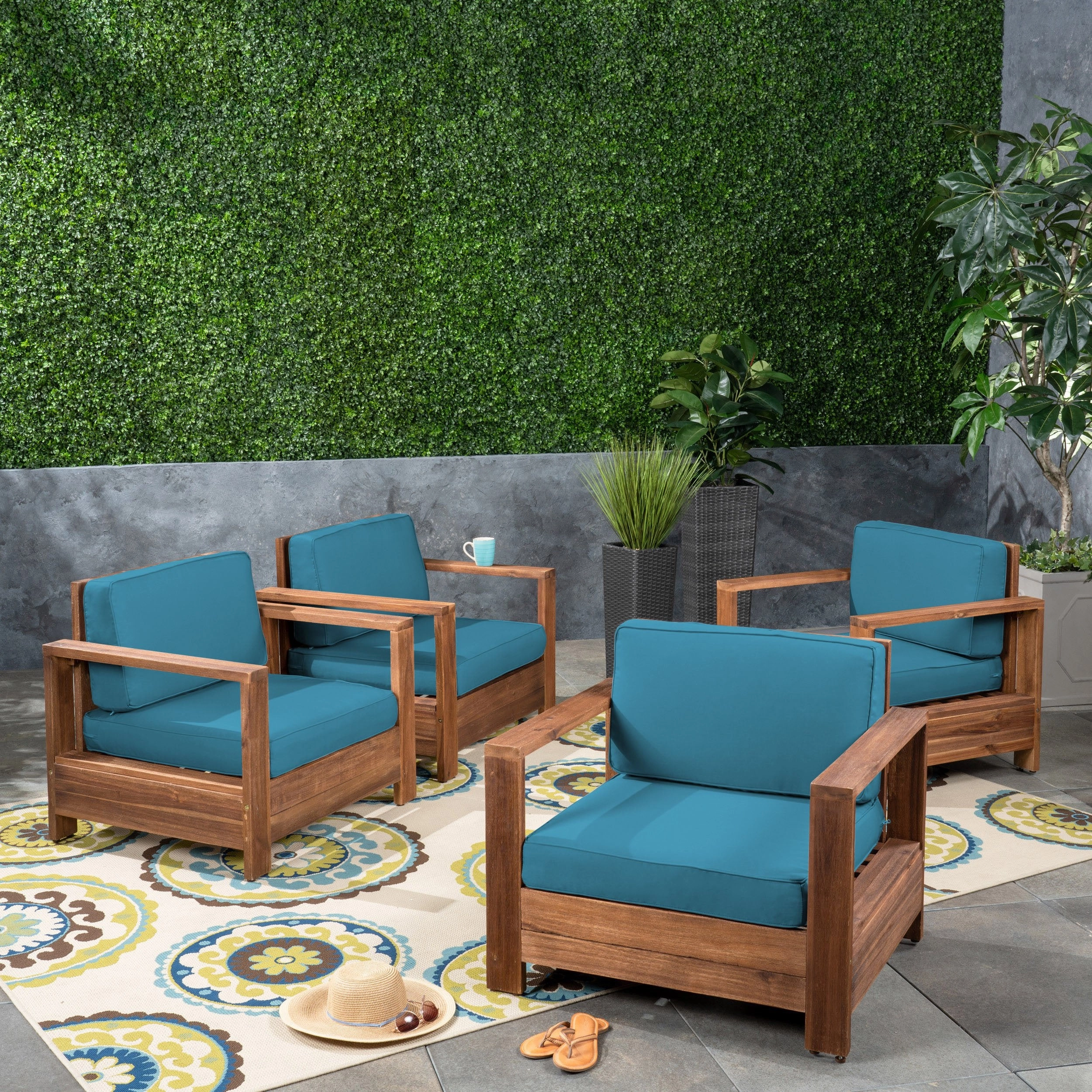 Outdoor Acacia Wood Club Chairs (Set of 4) - NH263603 chandelier, pendant light