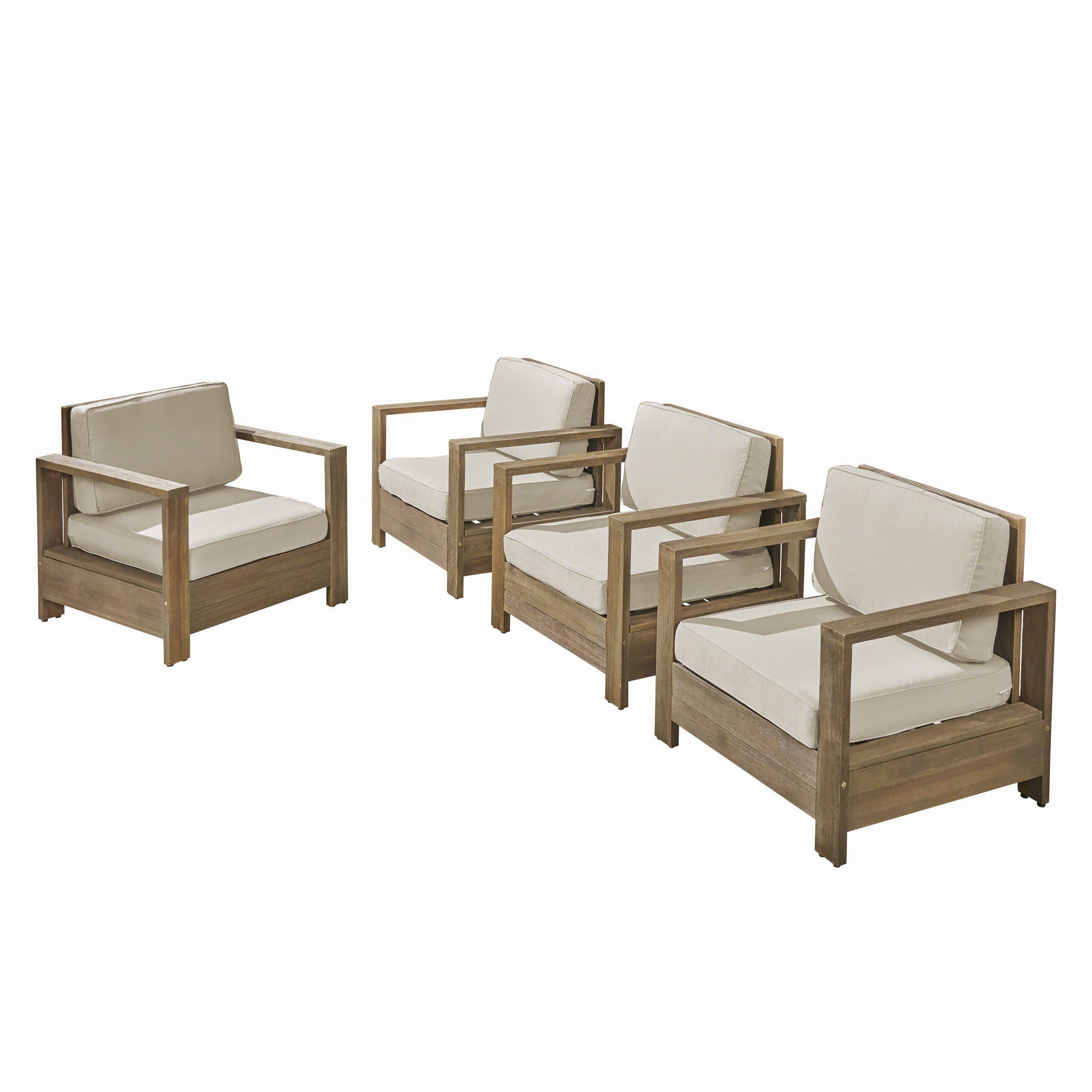 Outdoor Acacia Wood Club Chairs (Set of 4) - NH263603