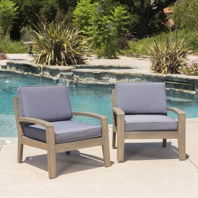 Outdoor Acacia Wood Club Chairs w/ Water Resistant Cushions - NH221103 chandelier, pendant light