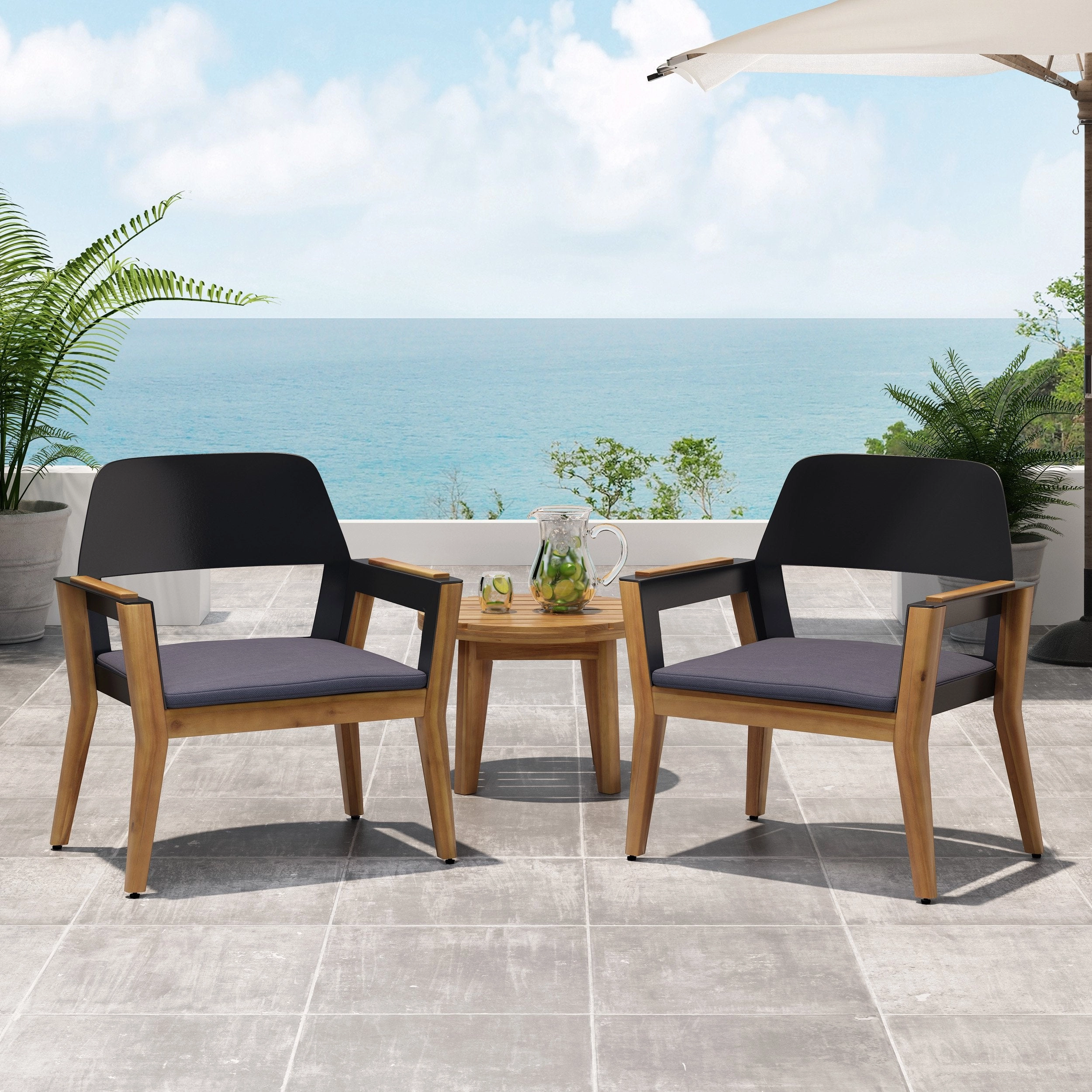 Outdoor Acacia Wood Club Chairs with Cushion (Set of 2) - NH858213 chandelier, pendant light