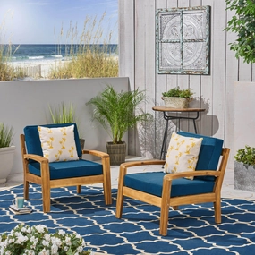 Outdoor Acacia Wood Club Chairs with Cushions - NH972703 chandelier, pendant light